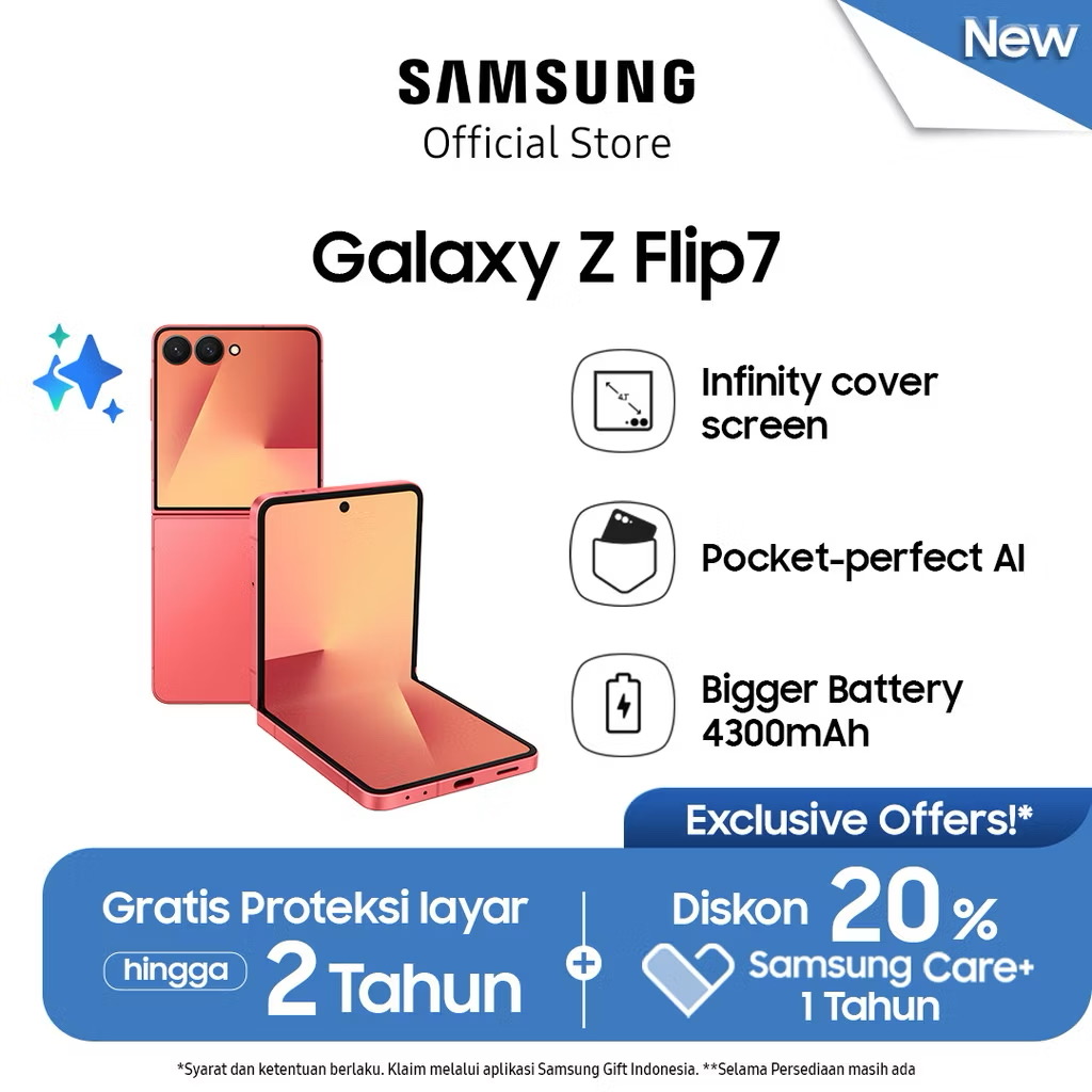Samsung Galaxy Z Flip7 12/512GB - Coralred | Hp Lipat Al | Kamera 200MP 