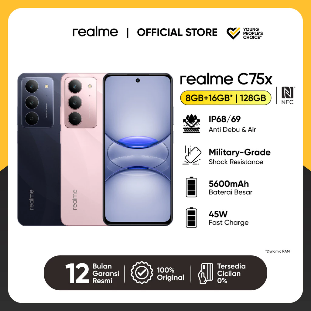 Realme C75x 8GB+16GB*|128GB (IP68/69 Anti debu & Air | Military Grade shock resistance | 
