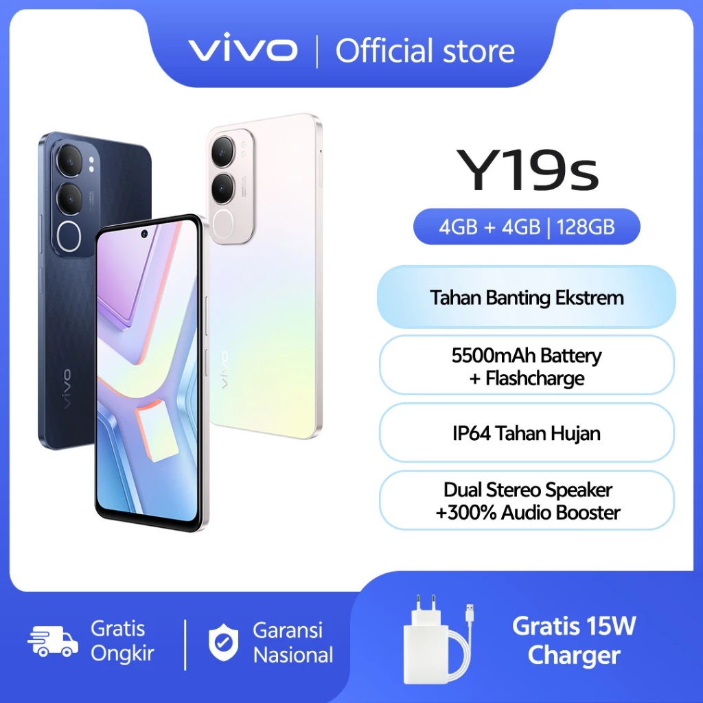 Vivo Y19S (4/128) - 50 MP AI Camera, 5500mAh+15W FlashCharge, SGS Drop Resistance 
