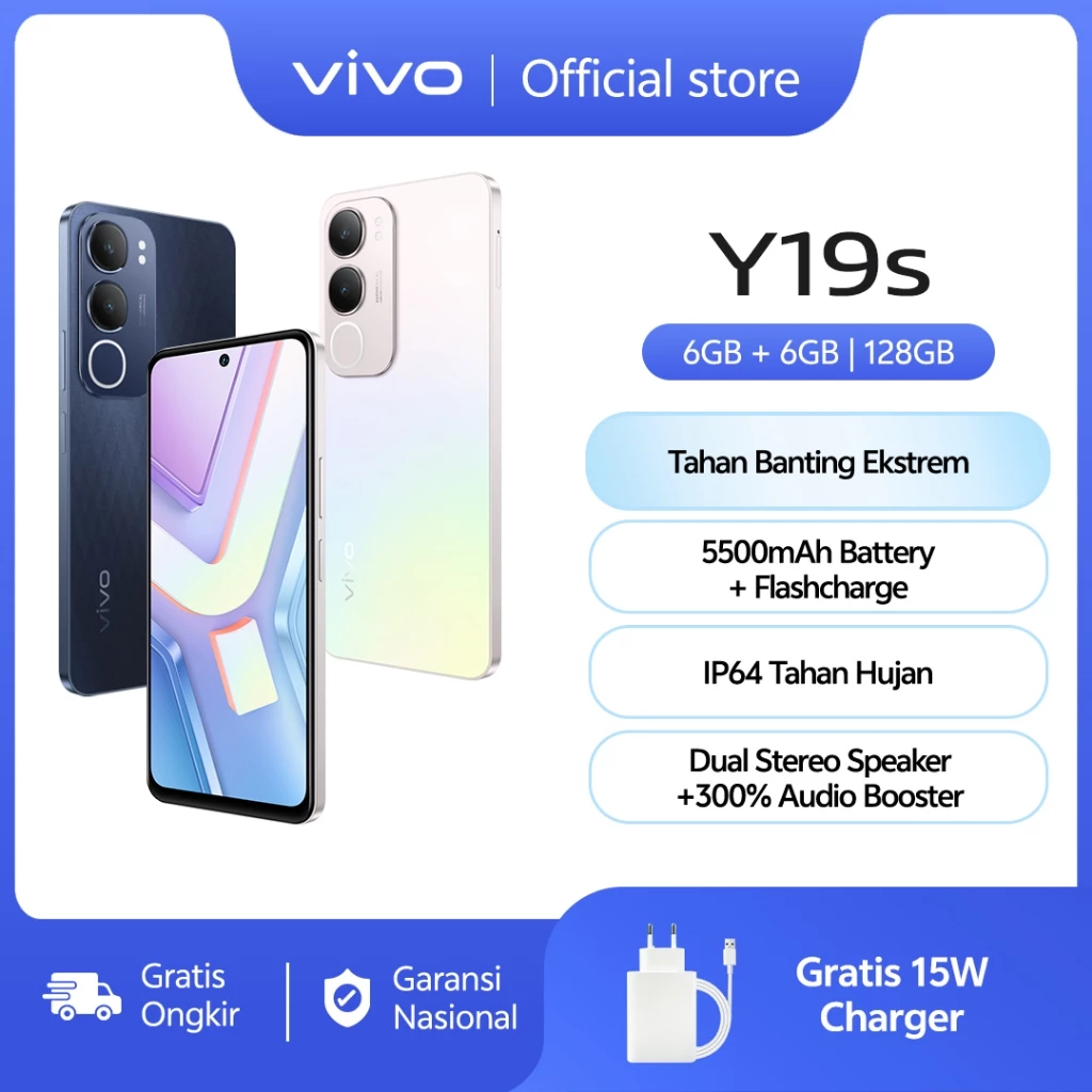 Vivo Y19S (6/128) - 50 MP AI Camera, 5500mAh+15W FlashCharge, SGS Drop Resistance,  