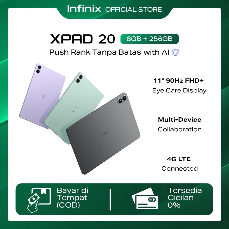Infinix XPAD 20 8/256GB - Mediatek G88 - 11" 90Hz FHD+ - 7000 mAh - 4G LTE 