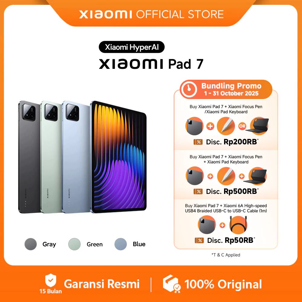 Xiaomi Pad 7 (8/256GB) | Snapdragon 7+ Gen 3 | Layar 11.2 3.2K 144Hz Dolby Vision Atmos | Ultra-thin 